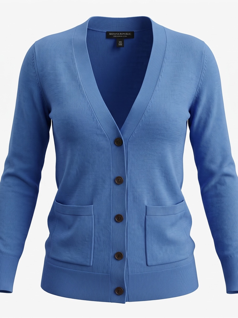 BANANA REPUBLIC 100% Merino Wool V-Neck Boyfriend Cardigan Sweater Blue | XS